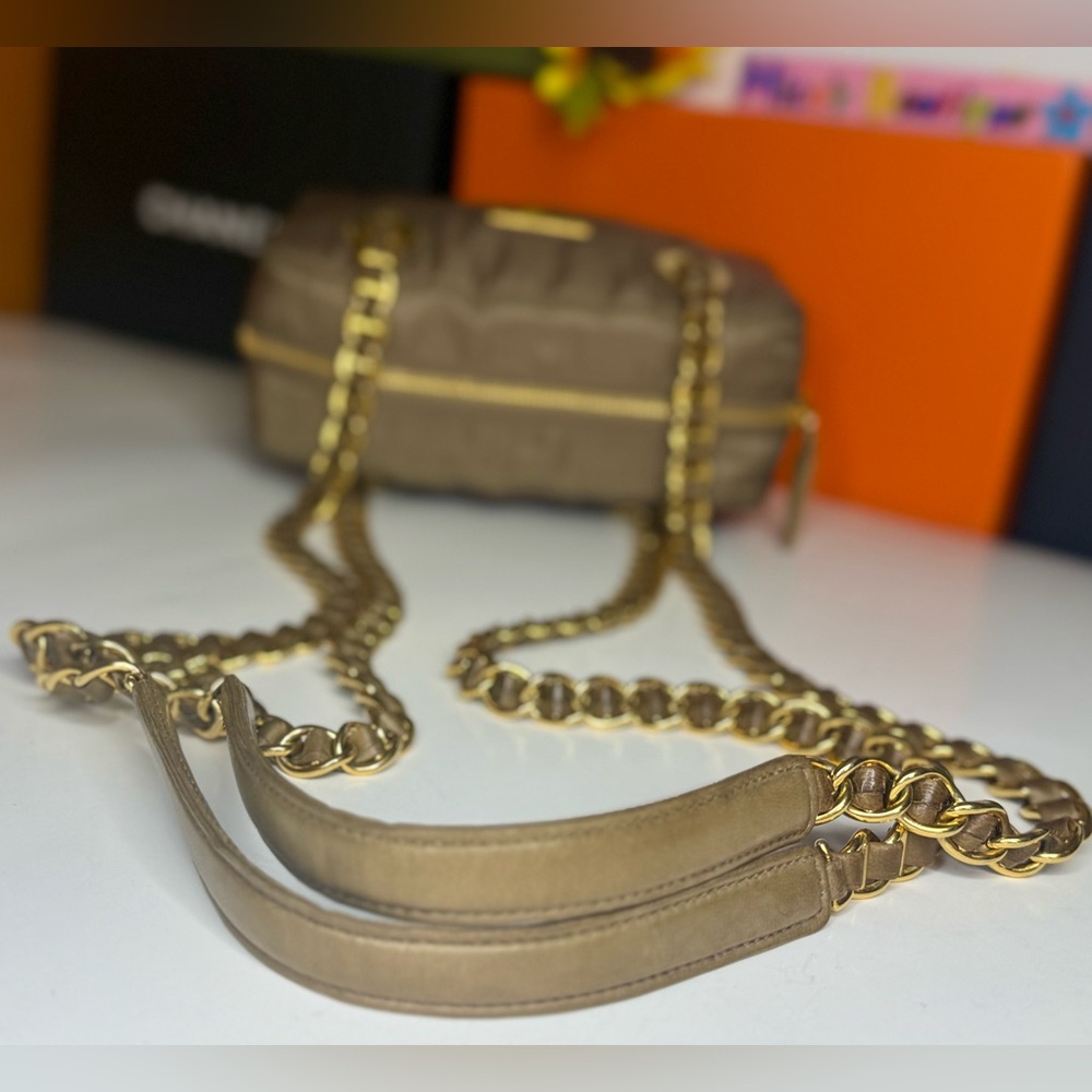 Auth PRADA Triangle Logo Tessuto Nylon Brown Chain Shoulder - Picture 13 of 17